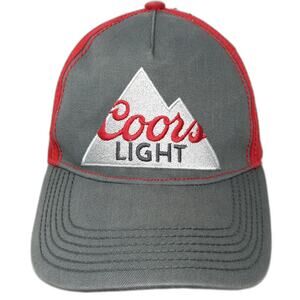 Concept One Coors Light 5 Panel Gray Red Hat OSFM Mountain Logo Snapback Beer